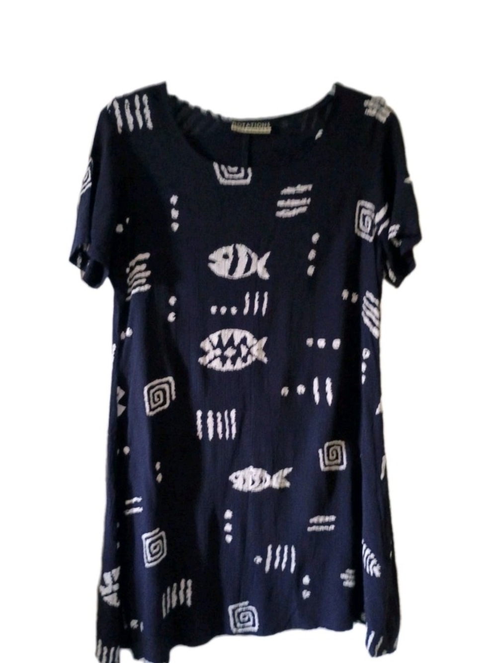 Notations Navy Dress with White Print Light Weight Travel